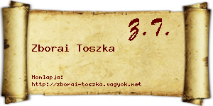 Zborai Toszka névjegykártya